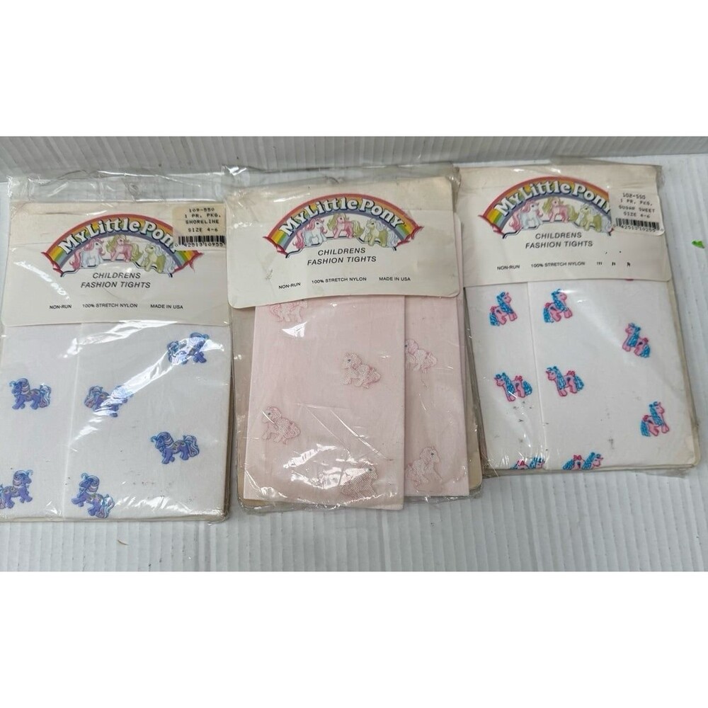 Vintage 80s 3 Pack My Little Pony Girls Infants Toddlers Tights Blue Pink Sz 4-6